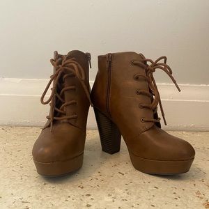 Brown Booties with Laces.